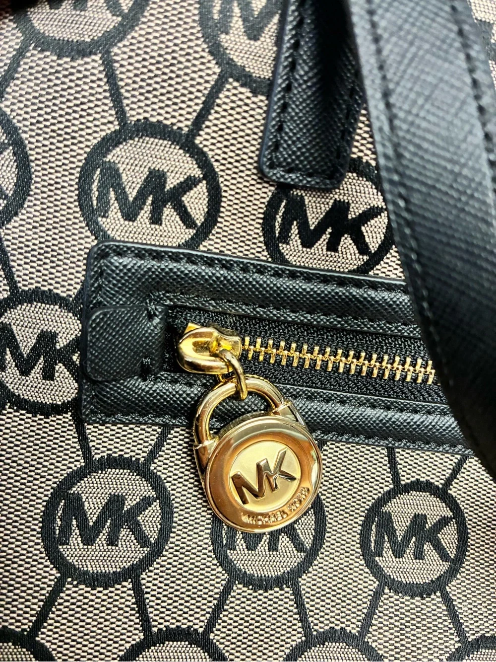 NEW Vintage Michael Kors black and beige Monogram Tote